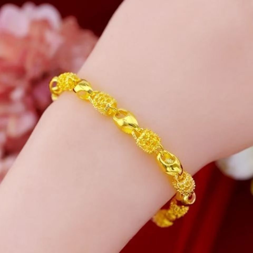 Ladies' fashionable bracelet, gold and silver, featuring a smooth hollow design, exquisite and lightweight